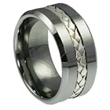 10mm Silver Inlay Tungsten Ring - 5.0