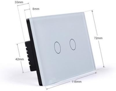 JKTF ®US/AU Standard, 2-gang 2-way, White Glass Panel, Touch Screen Light Switch D822/D802 with LED indicator (White)