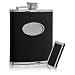Aeropen Flask + Funnel + Money Clip - 3 Piece Set ( Black Bonded Leather Wrap with Oval Convex Flask ) Model No. GFM-706