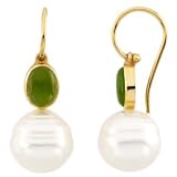 14K Yellow or White Gold Paspaley South Sea Cultured Pearl and Jade Earrings - Various Sizes