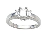 0.95 cts Genuine Emerald Cut Diamonds Engagement Ring - Platinum, 14kt White or Yellow Gold