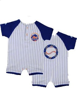 New York Mets Infant Pinstriped Shorts Romper