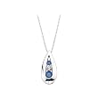 3 Diamond Pendant 1/3 ct. in 14K White Gold and Alternating Blue Diamond with Chain