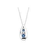 3 Diamond Pendant 1/3 ct. in 14K White Gold and Alternating Blue Diamond with Chain