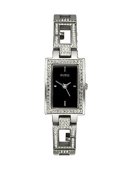 31JXKHTK1BL GUESS CRYSTAL CASE SILVER TONE LADIES WATCH