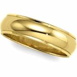 10K Yellow Gold Half Round Edge Band - 8mm
