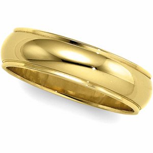 10K Yellow Gold Half Round Edge Band - 8mm