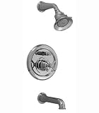 Jado 842/400/144 Hatteras Pressure Balance Tub and Shower Set, Cross Handles, Brushed Nickel