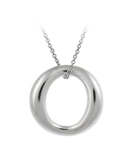 Sterling Silver "O" Slide Pendant Necklace with Rolo Chain, 18"