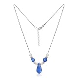 Blue Swarovski Crystal Sterling Silver Beads 16 18 20 22 24 Necklace with Lobster Clasp