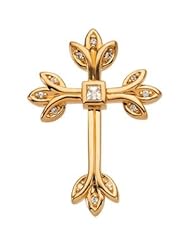 CleverEves 14K Yellow Gold 1 4 Ct Tw Diamond Cross Pendant