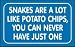 SNAKES ARE A LOT LIKE POTATO CHIPS, YOU CAN NEVER HAVE JUST ONE Hooded Sweatshirt (Hoodie) (Various Colors Available)