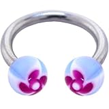 Purple FUNKY FLOWER Horse Shoe Circular Barbell