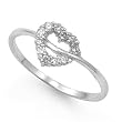 Rhodium Plated Sterling Silver 8mm Heart Shaped Clear CZ Ring (4 - 9)
