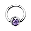 18 Gauge 1/4 Inches Tanzanite Austrian Crystal BCR Captive Ring