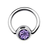 18 Gauge 1/4 Inches Tanzanite Austrian Crystal BCR Captive Ring