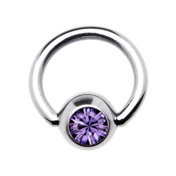 18 Gauge 1/4 Inches Tanzanite Austrian Crystal BCR Captive Ring