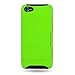 Wydan CoverON® Hybrid Dual Layer Case with Credit Card Holder for iPhone 5 5s - Neon Green Hard Black Soft Silicone for Apple