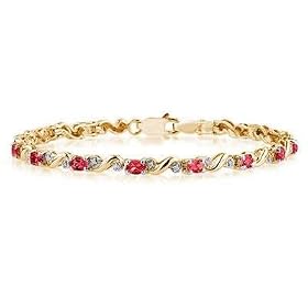 10k Yellow Gold Diamond and Ruby Bracelet by Szul