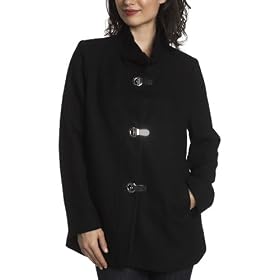 MICHAEL Michael Kors Women's Petite Wool Stand Collar Clip Coat