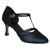 Produkt-Bild: Exclusive Dance Shoes Damen Tanzschuhe, schwarz Leder, 55mm Absatz