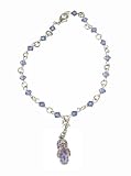 Anklet - A59 - Sized to Fit - Swarovski (tm) Crystal Beads ~ Tanzanite (Purply Blue Color) with Flip Flop Slipper Charm