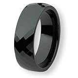 Chisel Faceted Polished Black Ceramic Ring (7.5 mm) - Sizes 6-13