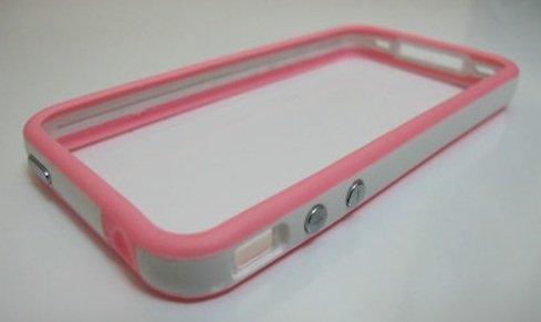 White and Pink Premium Bumper Case for Apple iPhone 4 - AT&T