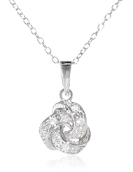 Sterling Silver Cubic-Zirconia Love Knot Pendant Necklace, 18"