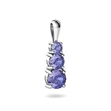14K White Gold Round Genuine Tanzanite 3-Stone Pendant