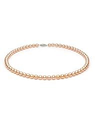 14KT Yellow Gold Elegant Set of Lustrous 6.0-6.5mm Pink Freshwater Pearls including Necklace Bracelet and Earrings.