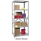Hallowell Heavy-Duty Open Shelving Adder Unit w/ 5 Shelves (36 W x 24 D x 87 H)