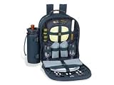 Picnic at Ascot 010B-WB Navy Super Deluxe Backpack 2-person