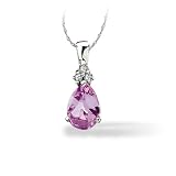 10KWG 1/100ct dtw 10x8mm Pr. Shaped Cr. Pink Sapphire Pendant
