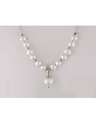 14k Yellow Gold FW Pearl Strand and Diamond Necklace (0.06 Cttw, H-I Color, I2-I3 Color) (17")
