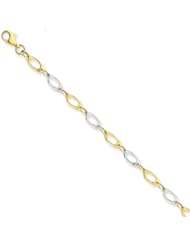 14K Two-tone Oval Link Bracelet Length 7.25"