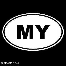 MY - Malaysia - Country Code Vinyl Decal Sticker | Vinyl Color: White
