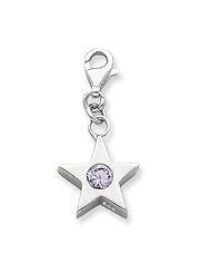Sterling Silver Purple June CZ Birthstone Star Charm