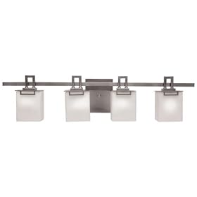 Aspen - 4 Light Bathroom Vanity Mission Lighting Fixture - Polished Nickel - Square Opal... by Artcraft