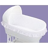 Badger Basket Bassinet Bedding 0025S White Batiste Standard Bumper/Liner and Sheet