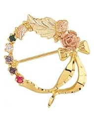 Black Hills Gold Mothers Brooch - 2 stones - G5990