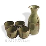 5 piece Japanese Sake Set (4 cups & 1 bottle)