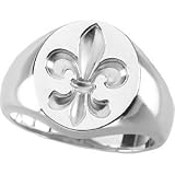 10k White Gold Fleur de Lis Signet Ring
