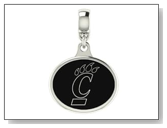 Cincinnati Bearcats Black Enamel Collegiate Drop Charm Fits Most Pandora Style Bracelets Including Pandora Chamilia Zable Troll and More. High Quality Bead in Stock for Immediate Shipping. Officially Licensed