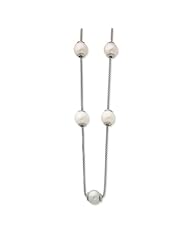 Sterling Silver Freshwater Cultured Pearl Multi-Strand W/2in Ext. Necklace