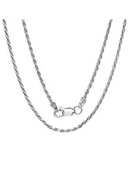 Sterling Silver 2mm Italian Rope Chain Necklace 16" 18" 20" 24" 30"