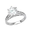 Sterling Silver Rhodium Engagement Ring with Clear CZ - Size: 6-9