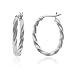 Sterling Silver Tarnish-Free 3mm Large Oval Twist Hoop...
