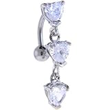 TOP DROP Crystalline Cubic Zirconia HEART Belly Ring