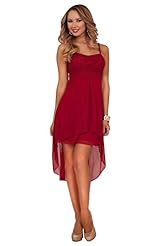 Sexy Spaghetti Strap Cocktail High-Low-Hem Lace-Up Goddess  Empire   Waistline Chiffon/Polyester Sweetheart Mini Dress  With a Bow(s)